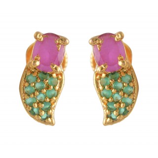 Green with Ruby Stone Stud