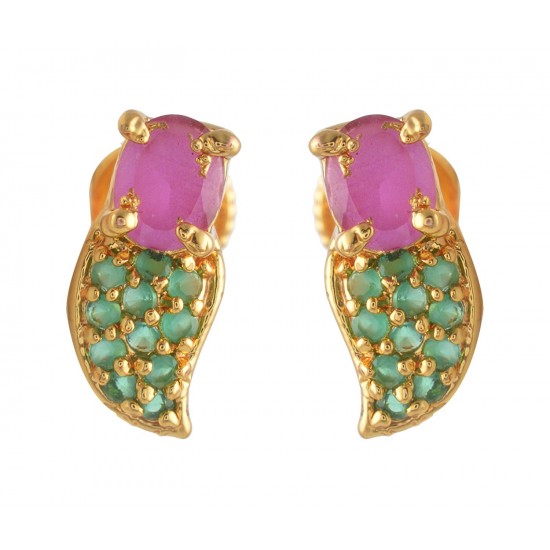 Green with Ruby Stone Stud