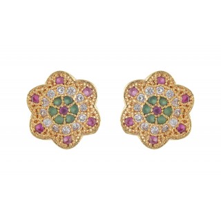 Green with Ruby Stone Stud