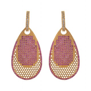 Ruby - AD Stone Dangles  - Earring