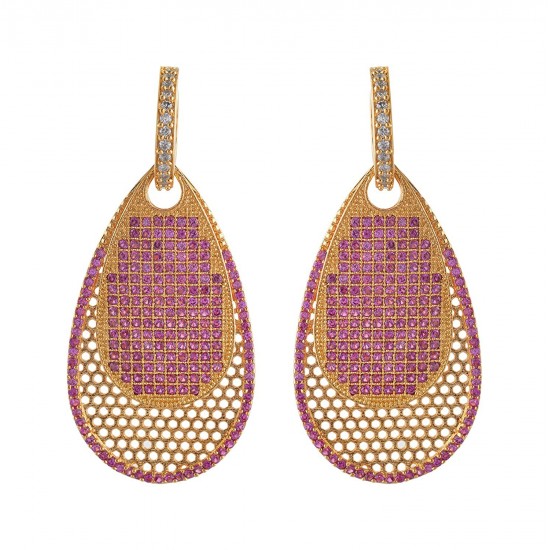 Ruby - AD Stone Dangles - Earring Ruby - AD Stone Dangles - Earring