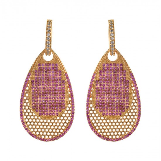 Ruby - AD Stone Dangles  - Earring