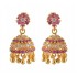 American Diamond - Ruby Stone Jumukka Earrings