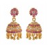 American Diamond - Ruby Stone Jumukka Earrings