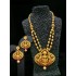Temple Jewellery - Necklace with Earring -  Red Kundan Stone