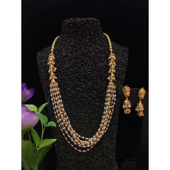 Short Harm with Jhumukka Earring - White pearl Short Harm with Jhumukka Earring - White pearl