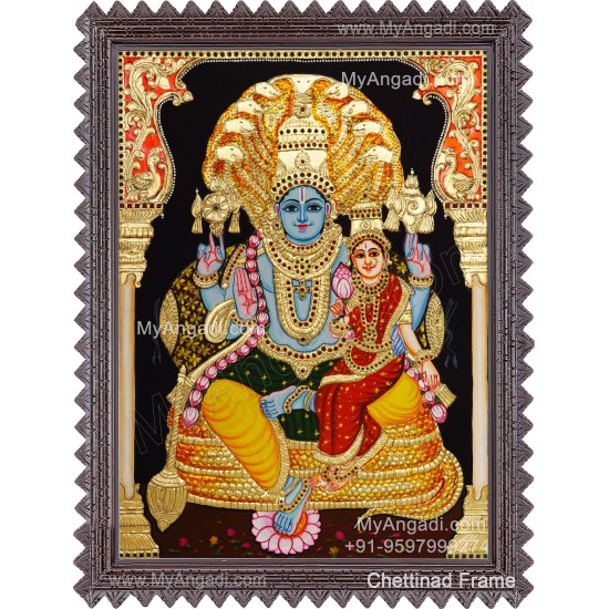 Vishnu and Lakshmi Devi Tanjore Painting
