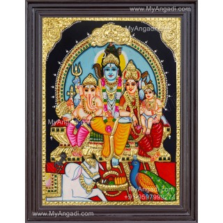 Shivan Family Tanjore Painting