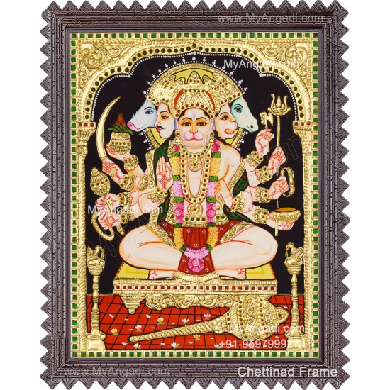 Panchamuga Hanuman Tanjore Painting