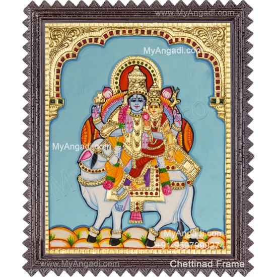 Pradosham Shivan Parvathi Tanjore Painting