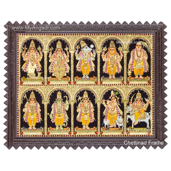 Dasavatharam Tanjore Painting, Vishnu Avatharam Tanjore Painting