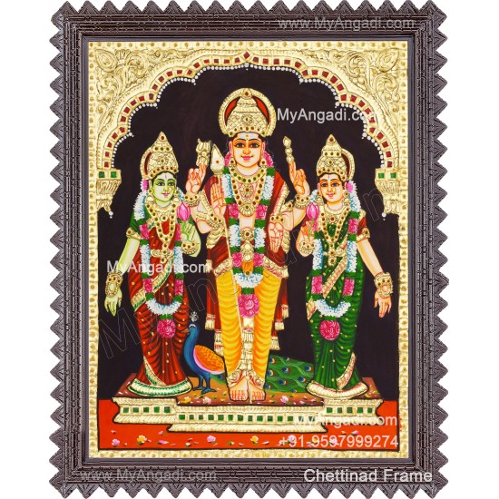 Murugan Valli Deivanai Tanjore Painting