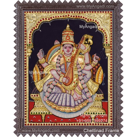 Saraswathi  3D Tanjore Painting