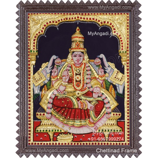 Gajalakshmi 3d Embossed Tanjore Painting