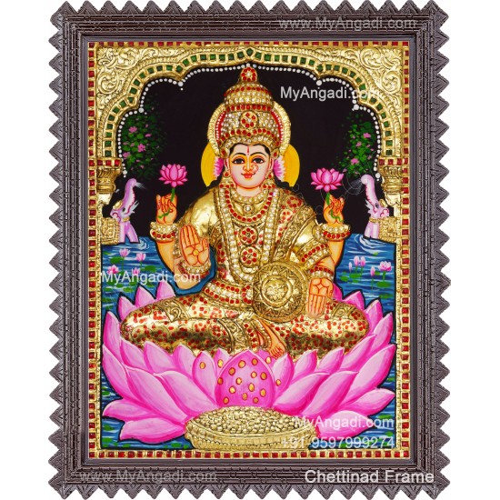 Gajalakshmi 3d Embossed Tanjore Painting