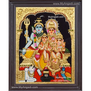 Shiva Family Tanjore Painting - Shiva Parivar