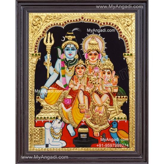Shiva Family Tanjore Painting - Shiva Parivar