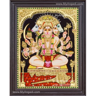 Panchamuga Hanuman Tanjore Painting