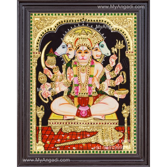Panchamuga Hanuman Tanjore Painting