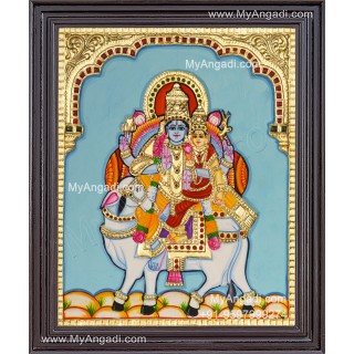 Pradosham Shivan Parvathi Tanjore Painting
