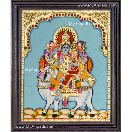 Pradosham Shivan Parvathi Tanjore Painting