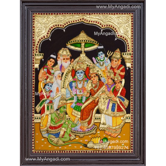 Ramar Pattabhishekam 2D Tanjore Painting