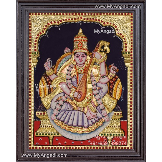 Saraswathi  3D Tanjore Painting