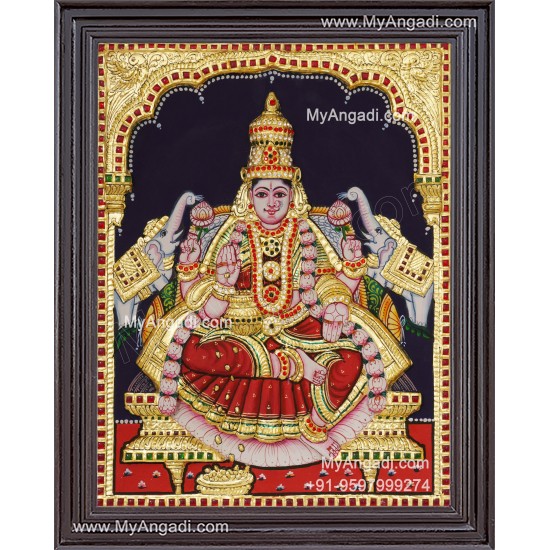 Gajalakshmi 3d Embossed Tanjore Painting