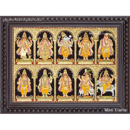 Dasavatharam Tanjore Painting, Vishnu Avatharam Tanjore Painting