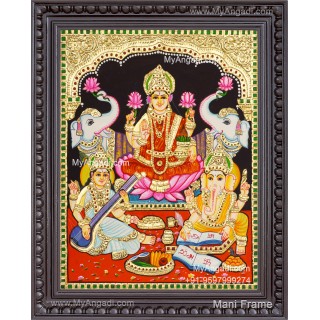 Ganesha Lakshmi Saraswathi Tanjore Painting