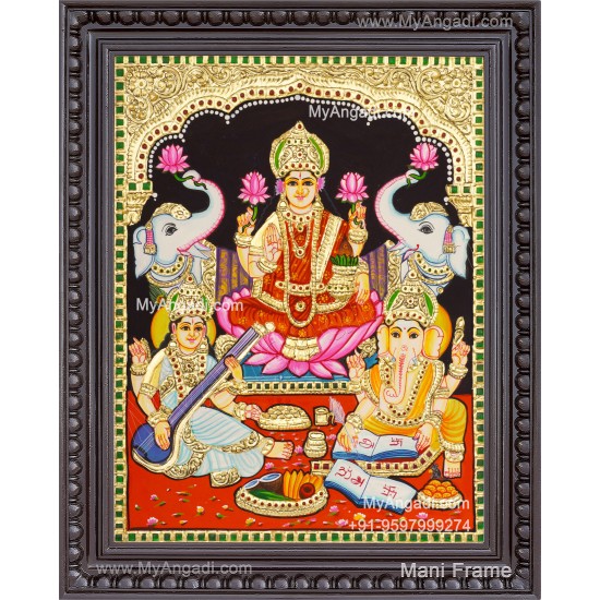 Ganesha Lakshmi Saraswathi Tanjore Painting