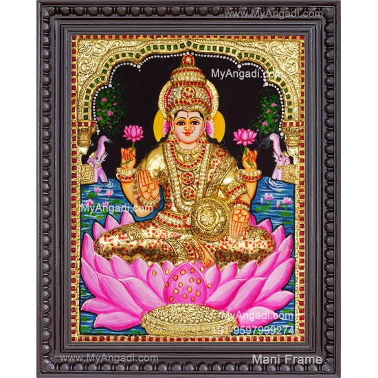 Gajalakshmi 3d Embossed Tanjore Painting