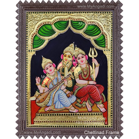 Durga Lakshmi Saraswathi Tanjore Painting Durga Lakshmi Saraswathi Tanjore Painting