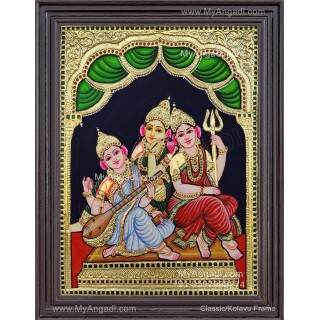 Durga Lakshmi Saraswathi Tanjore Painting
