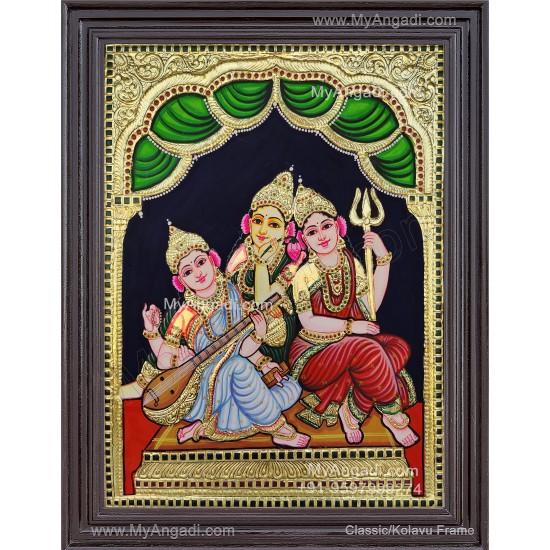Durga Lakshmi Saraswathi Tanjore Painting Durga Lakshmi Saraswathi Tanjore Painting