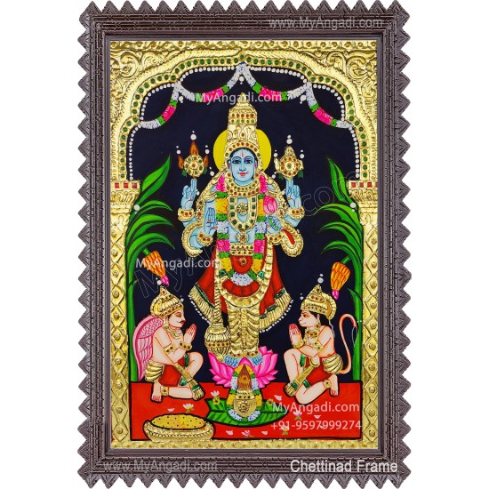 Perumal with Hanuman and Garudan Tanjore Painting Perumal with Hanuman and Garudan Tanjore Painting