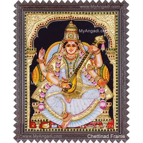 Saraswathi  3D Tanjore Painting