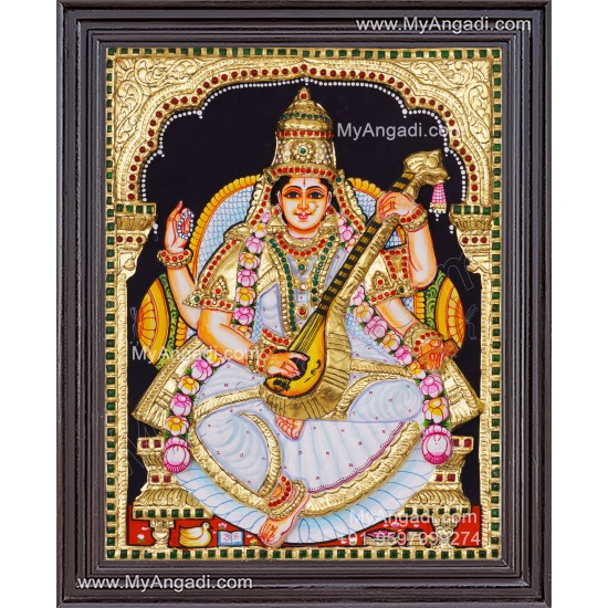 Saraswathi  3D Tanjore Painting