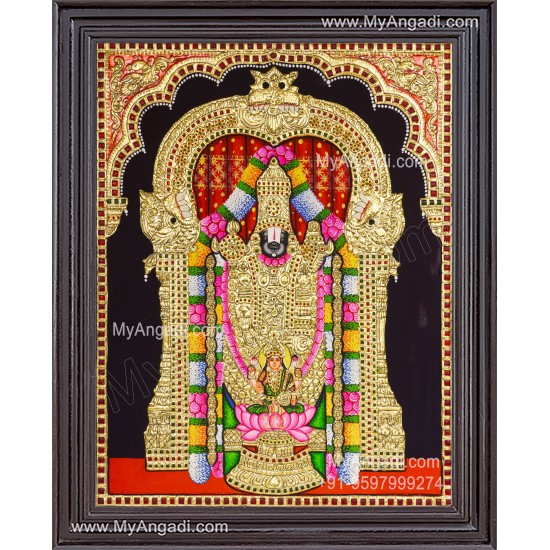 Perumal With Lakshmi Tanjore Painting