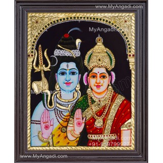 Shivan Parvathi Tanjore Painting
