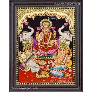  Ganesha Lakshmi Saraswathi Tanjore Painting