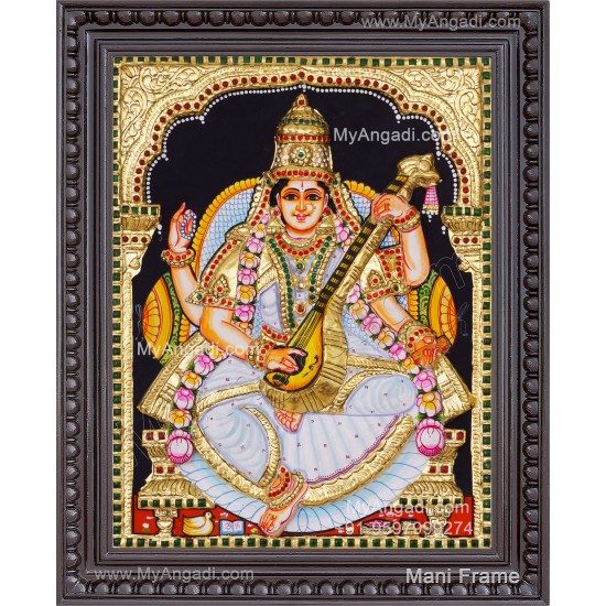 Saraswathi  3D Tanjore Painting
