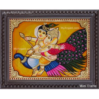 Ganesha With Murugan Tanjore Painting