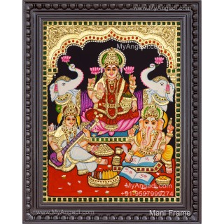  Ganesha Lakshmi Saraswathi Tanjore Painting