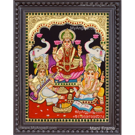  Ganesha Lakshmi Saraswathi Tanjore Painting