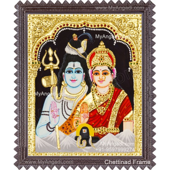 Shivan Parvathi Tanjore Painting