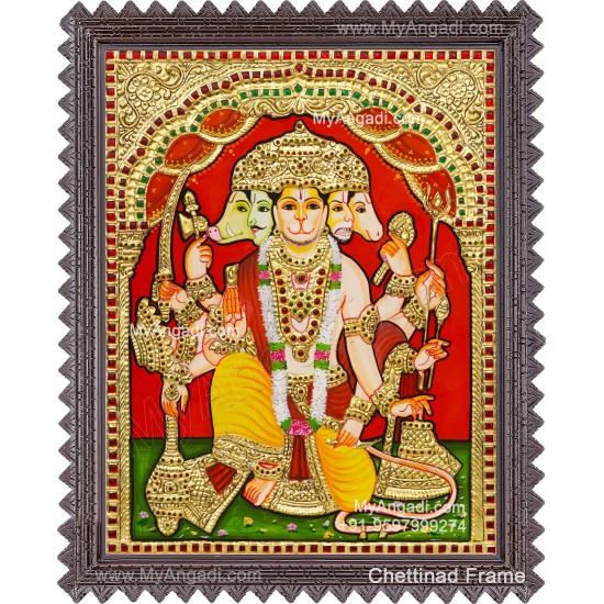 Panchamuga Hanuman Tanjore Painting