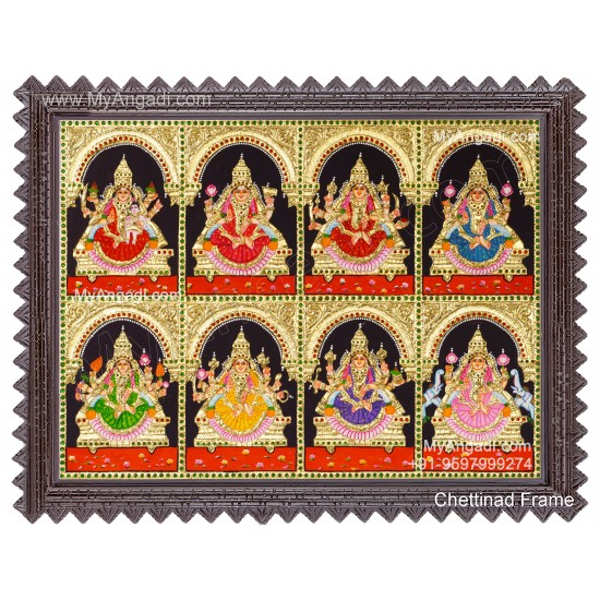 Ashta Lakshmi Tanjore Painting, AshtaLakshmi Tanjore Painting