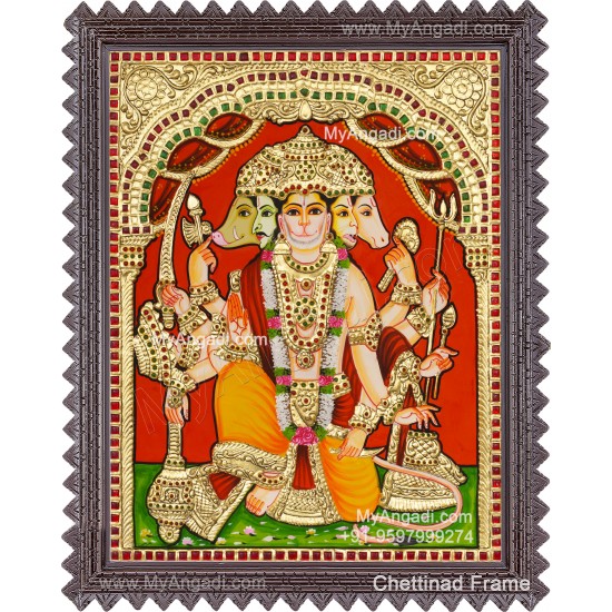 Panchamuga Hanuman Tanjore Painting