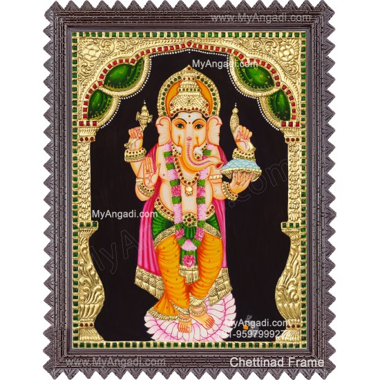 Standing Ganesha Tanjore Painting 